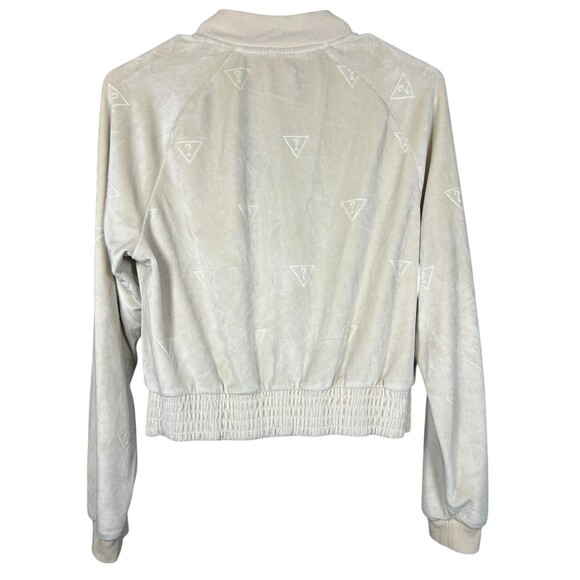 Guess Jeans Women’s Beige Question Logo Zip Front Velour Hoodie Beige M - Picture 8 of 14
